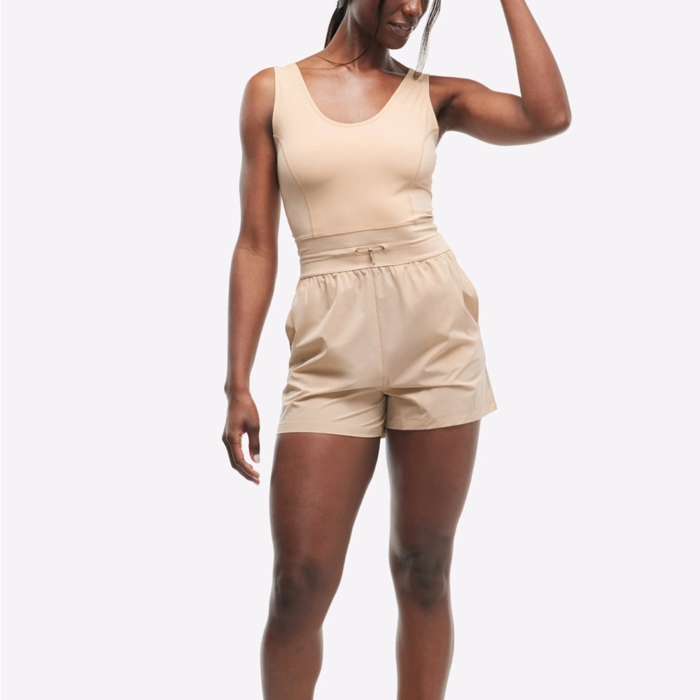 Peloton Tan High Waist Shorts Relaxed Fit